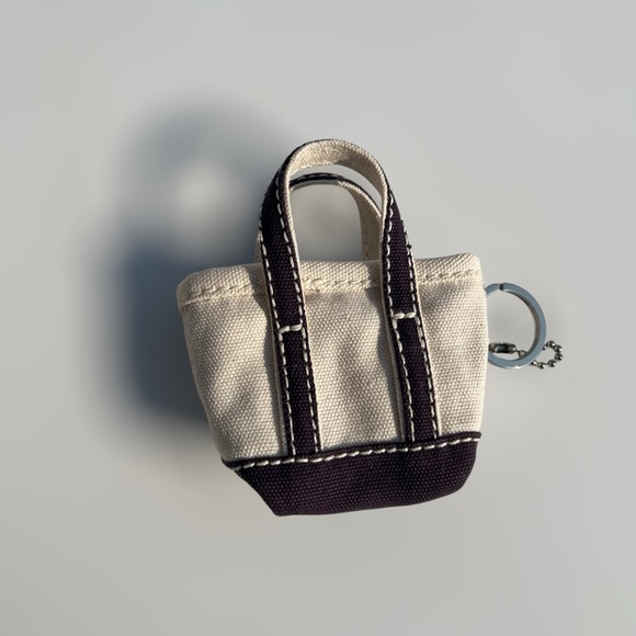 Lands' End Cream and Black Canvas boat tote Key Chain - Picture 1 of 6